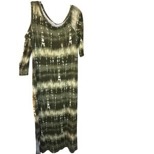 Cato Green Tie Dye Dress with cold shoulder maxi Length